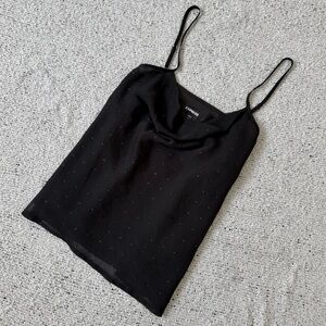 Express Black Dotted Cowl Neck Spaghetti Strap Camisole Size S